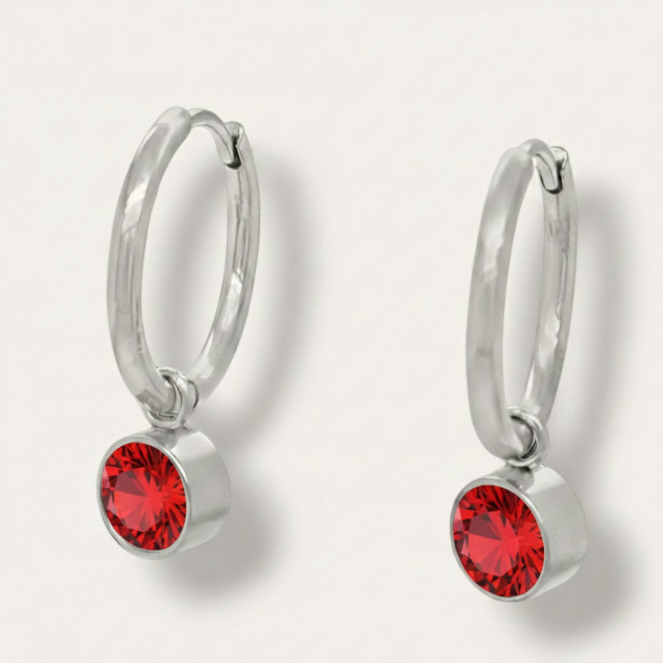 The Birthstone Drop Huggies - Stainless Steel