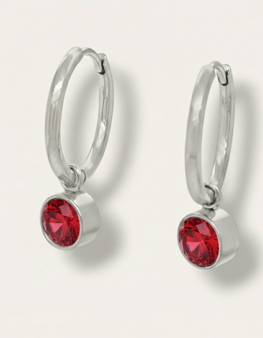 The Birthstone Drop Huggies - Stainless Steel